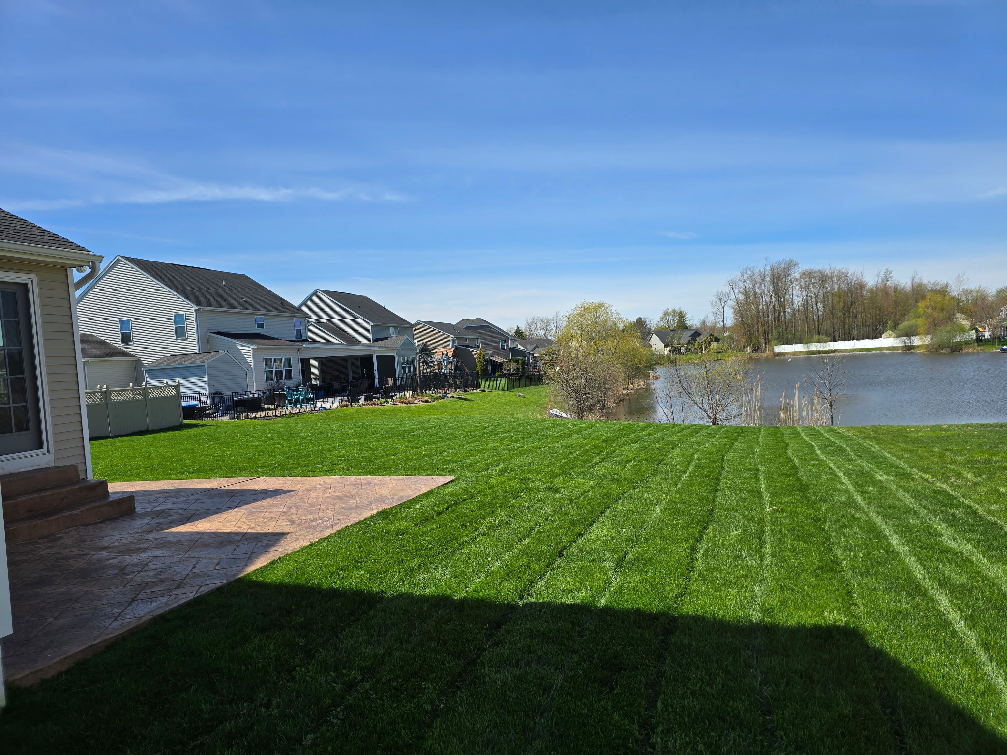 Freshly mowed lawn with clean cut pattern in Lancaster NY