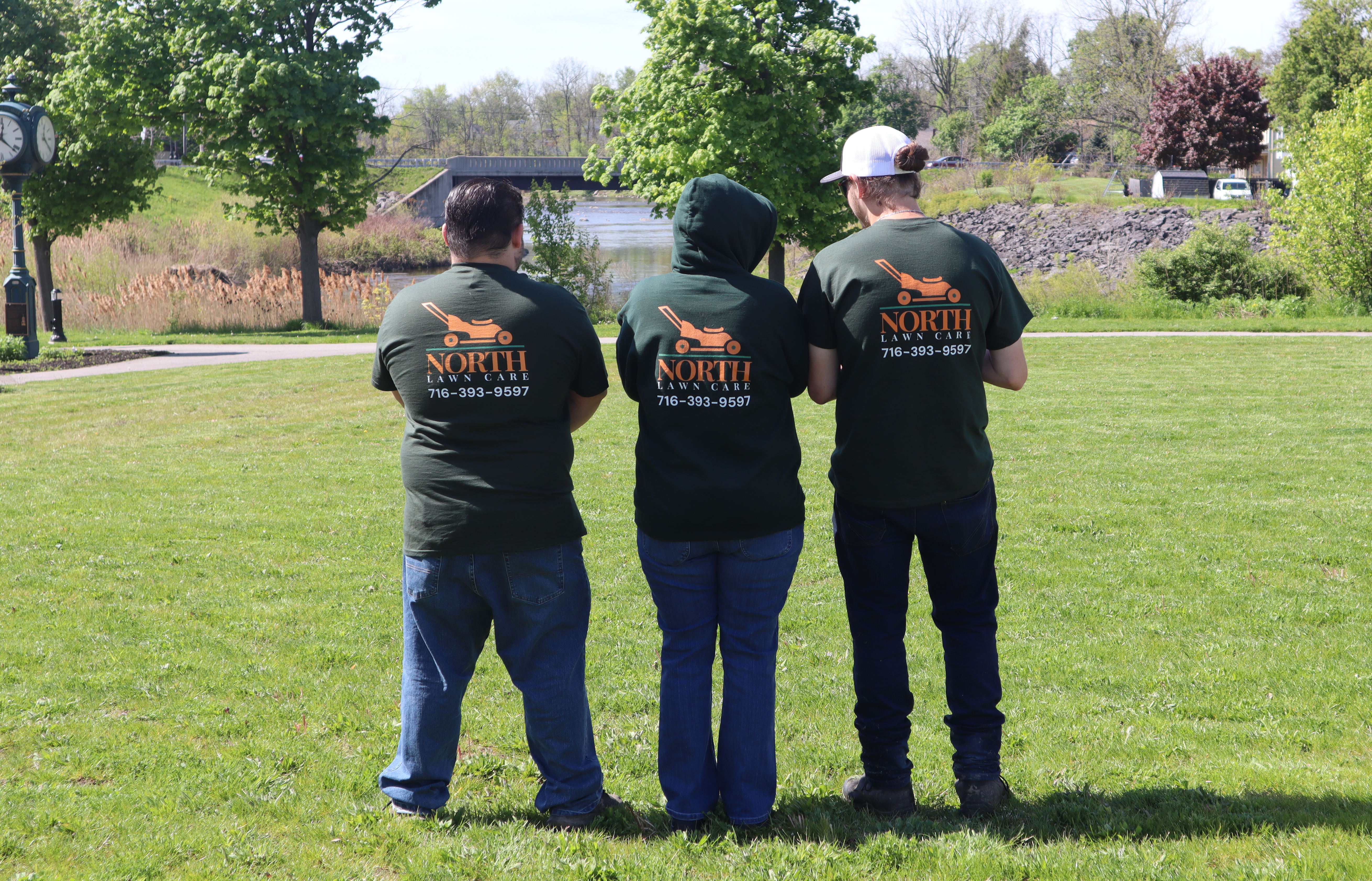 The North Lawn Care leadership team — Travus Gonzalez, Brandy Gonzalez, and Jacob Smith
